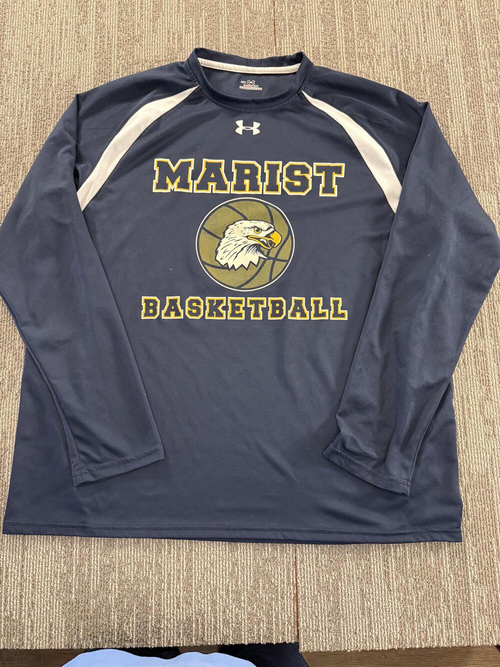 Marist Basketball Shirt Long Sleeve Mens 2XL Navy Under Armour HeatGear Team